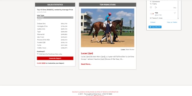 初戦を白星で飾ったルーカス、米の競馬ニュースサイトで“注目の新星”としてトップページに掲載